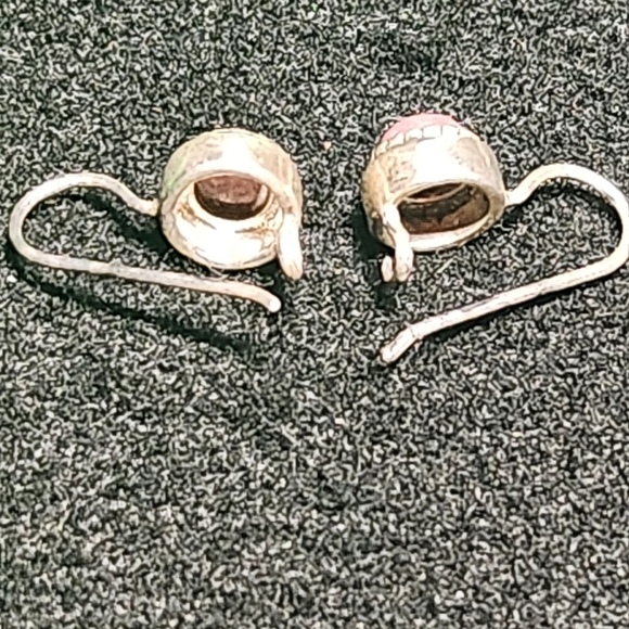 Sterling Silver and Rhodochrosite Stone Earrings - Picture 2 of 6